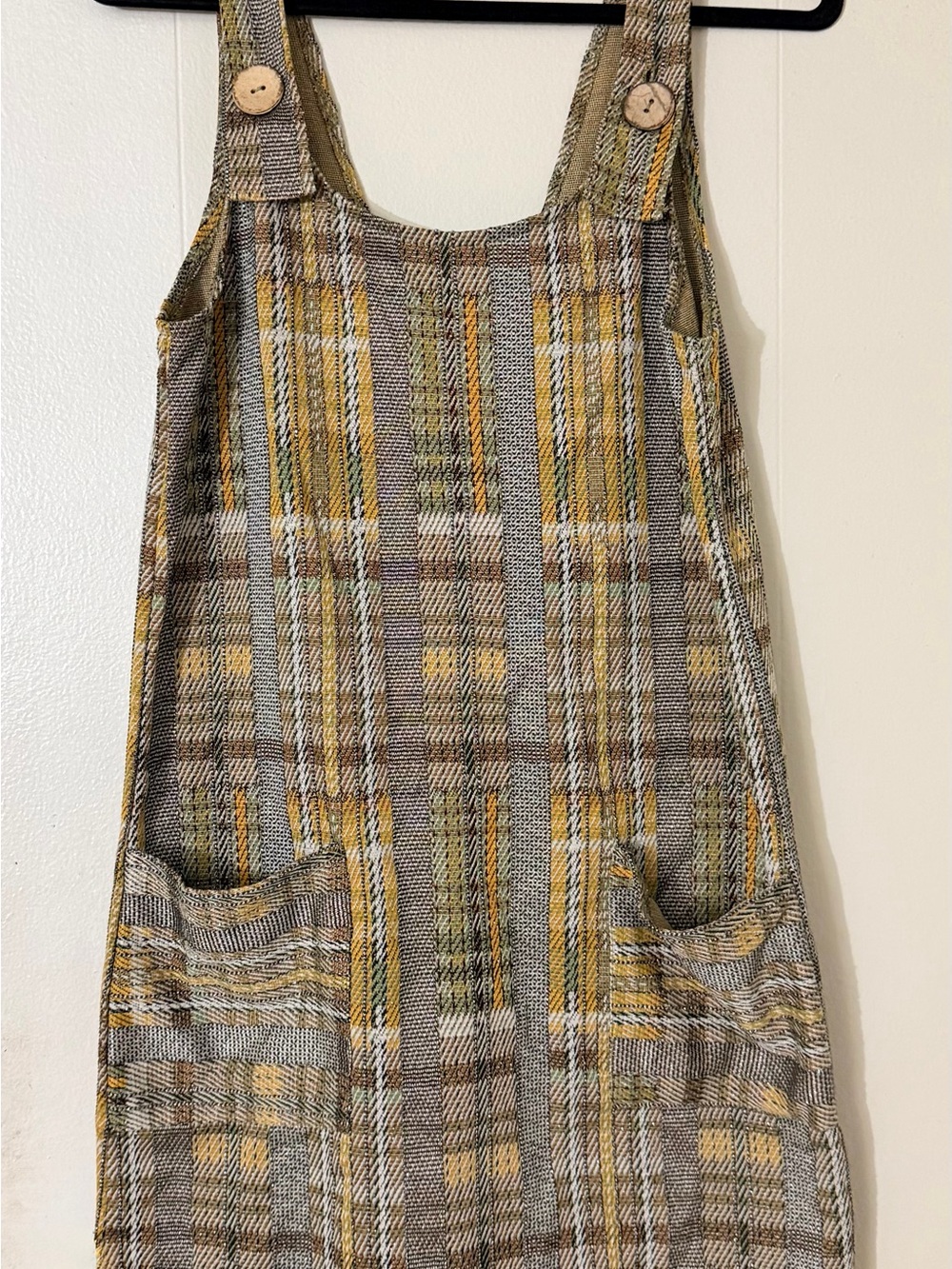 Zara Plaid Pinafore Dress in Yellow and Brown